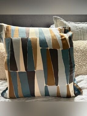 West Elm peaks silk printed Accent Pillow Cover in Teal, Gold, Black, Cream